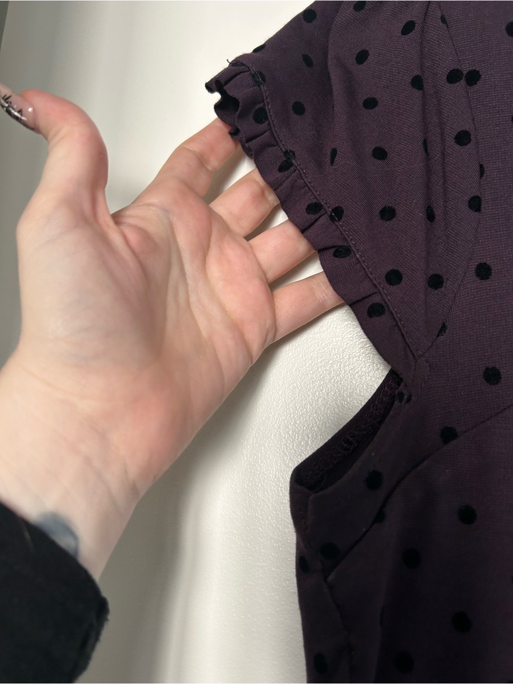 Sourpuss Plum Polka Dot Dollface Dress - Sz L - Picture 3 of 3